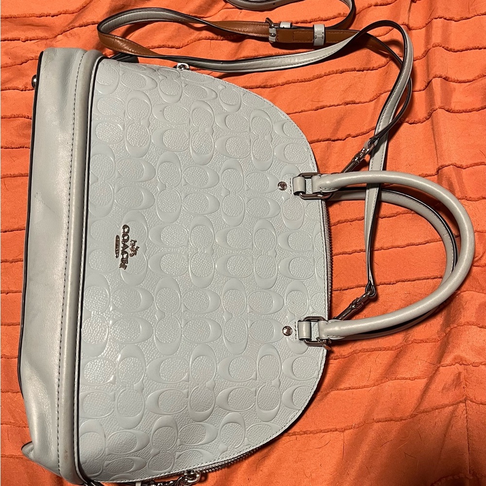 Coach Light Blue Embossed Shoulder Bag and Wallet